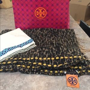 Tory Burch Silk & Wool Leopard Print Scarf
